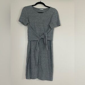 CLUB MONACO Heathered Gray Short Sleeve Tie-Front Dress, sz M